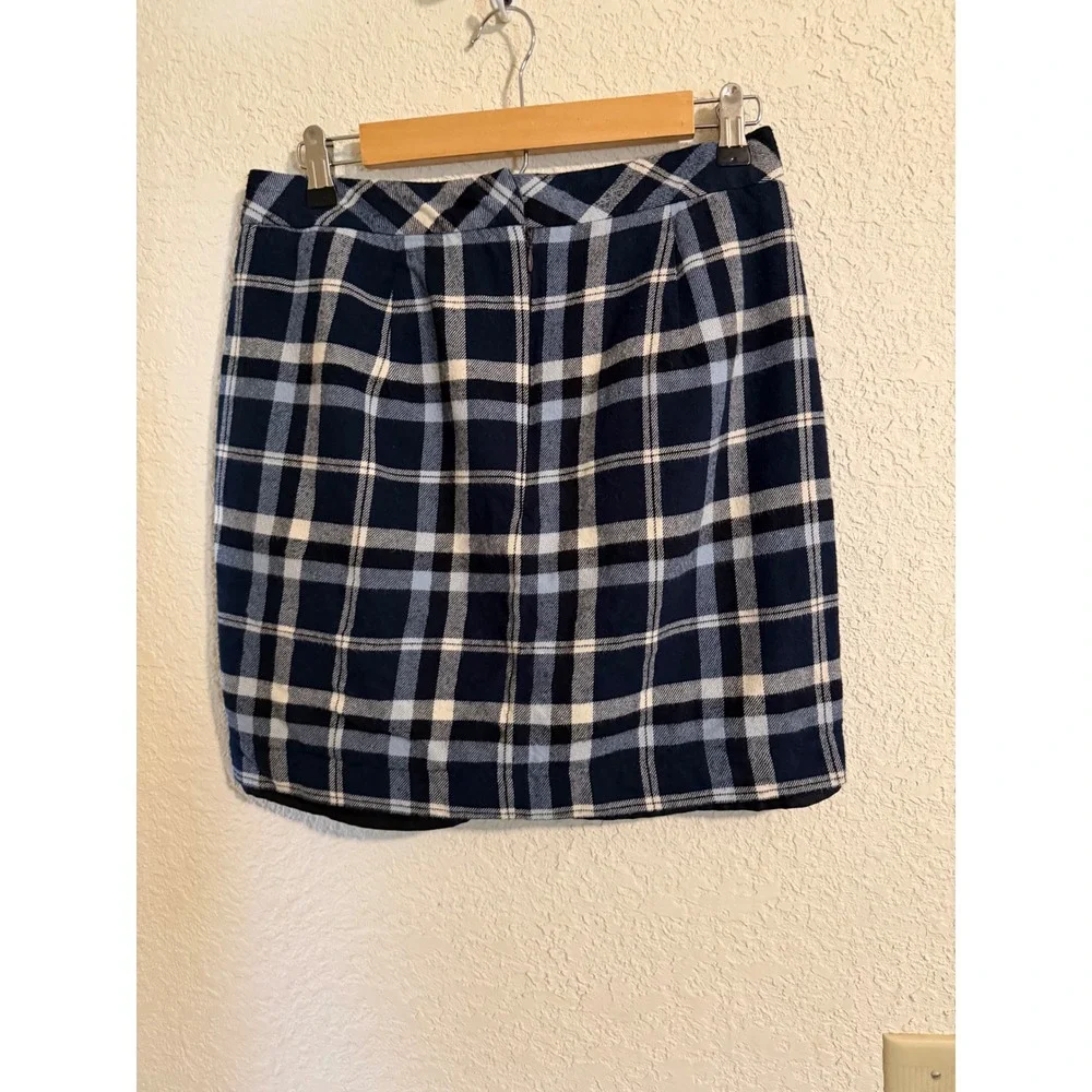 Tommy Hilfiger Womens Navy Blue Plaid Cotton Mini Skirt Size 4 Lined Preppy
